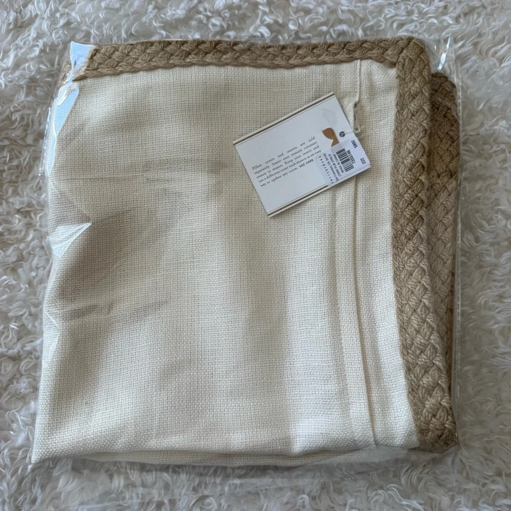 Pottery Barn Jute Braid Pillow Cover Linen 20